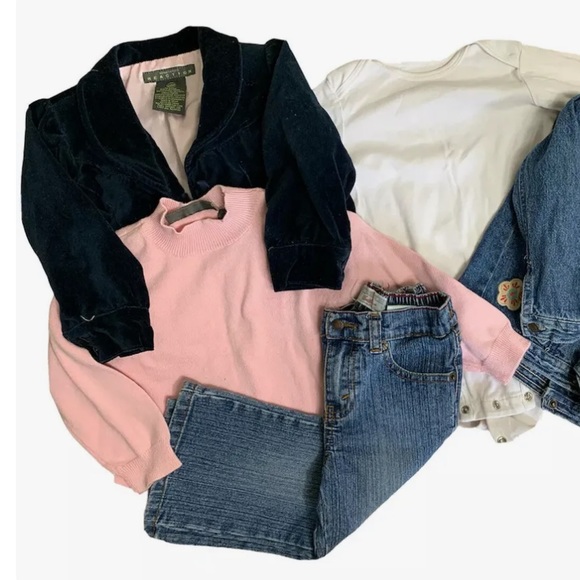 Girls Clothing Lot 24 Months Denim Jeans Jacket Kenneth Cole Velvet Sweater Levi - Picture 7 of 8
